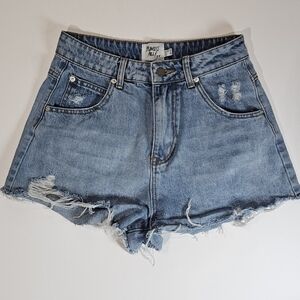 Princess Polly Jorts Size 6 Distressed Light Wash Jean Shorts‎ Distressed Cutoff